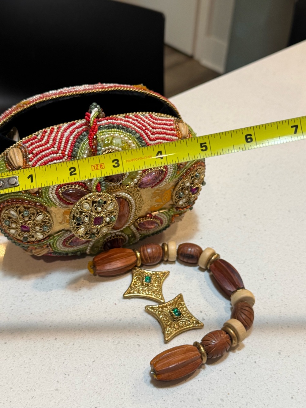 Broken Mary Frances Beaded Jeweled Gold Multicolor Clutch - ALL BEADS included - Picture 13 of 16